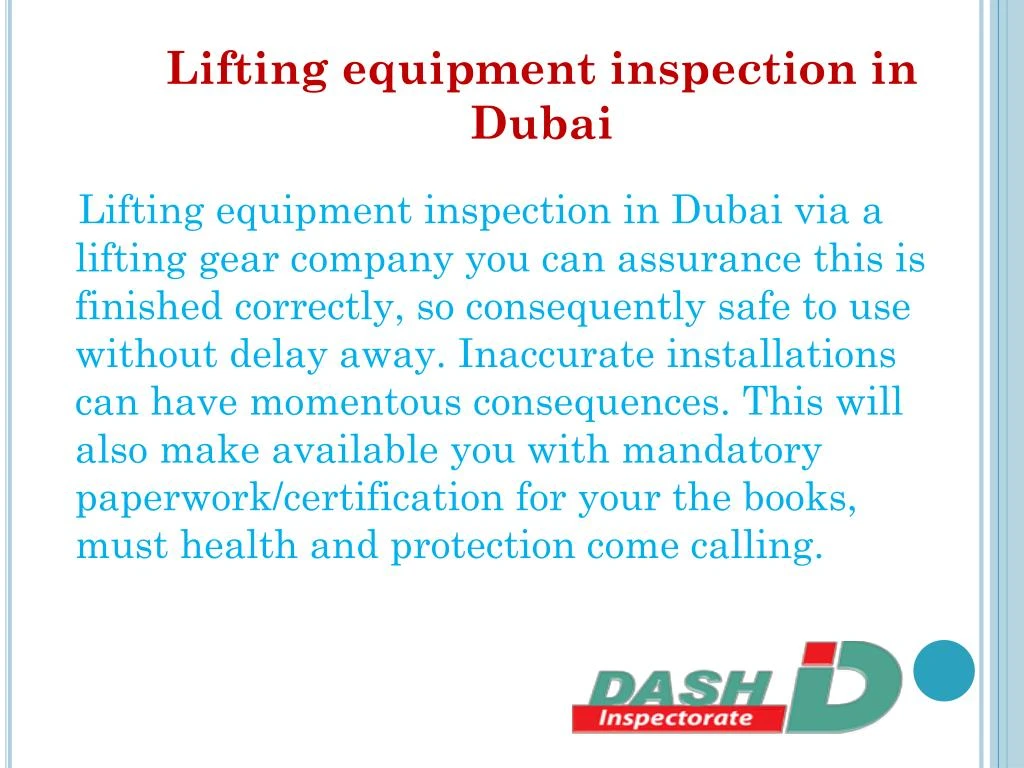 PPT Lifting Equipment Inspection in UAE PowerPoint Presentation ID