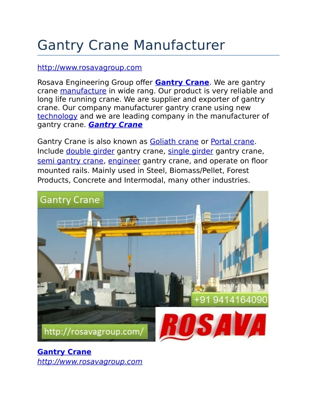 gantry crane manufacturer n.
