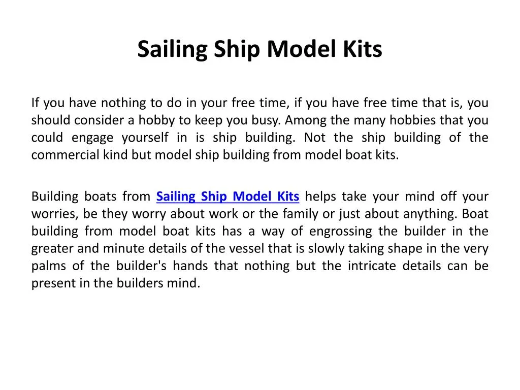 Ppt Sailing Ship Model Kits Powerpoint Presentation Free