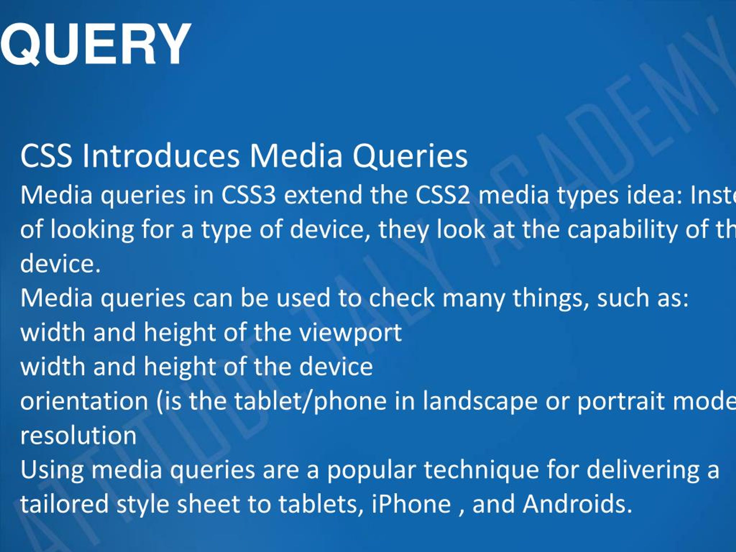 presentation on media query