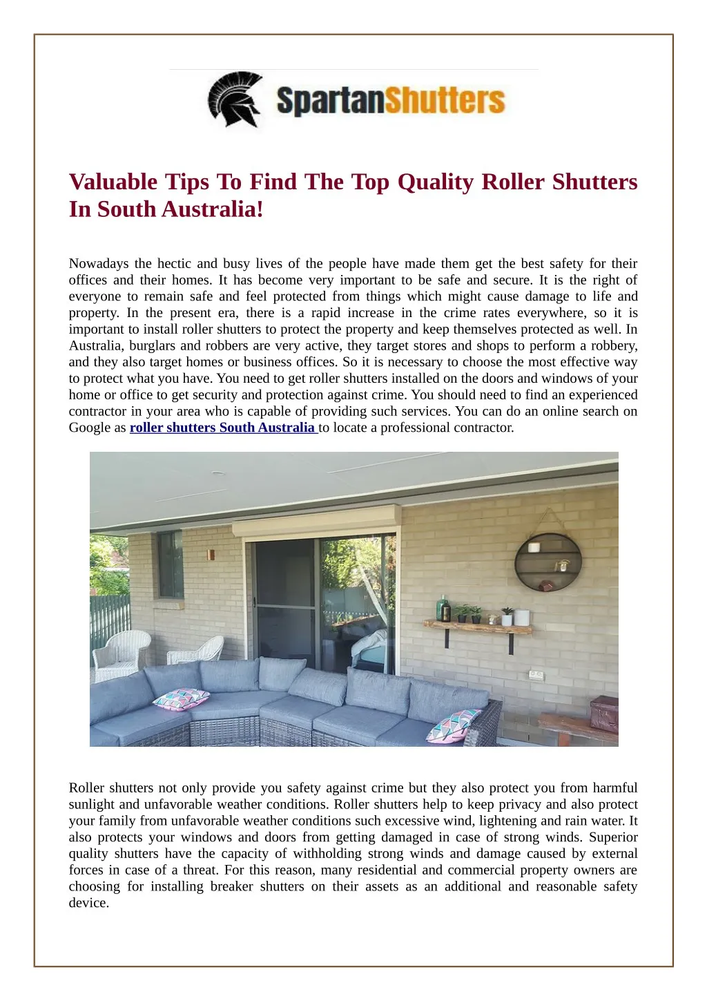 PPT Valuable Tips To Find The Top Quality Roller ShuttersIn South