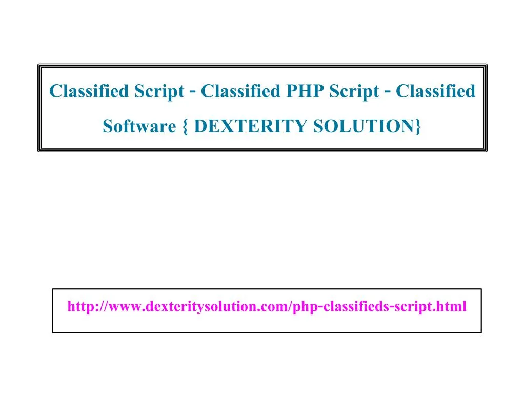 PPT Classified Script Classified PHP Script Classified Software