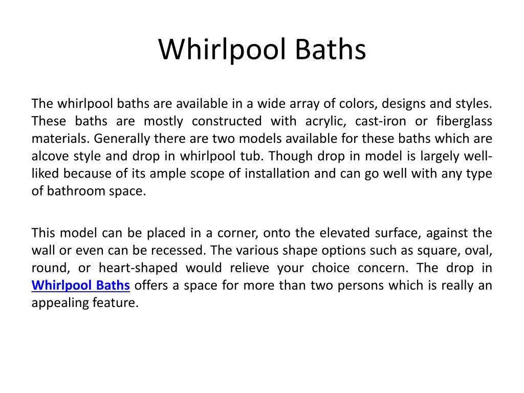 PPT - Whirlpool Baths PowerPoint Presentation, free download - ID:7633090