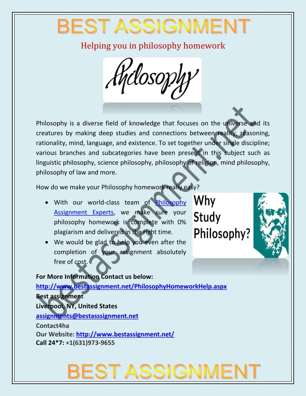 Philosophy Homework Help - Leave Philosophizing to Us