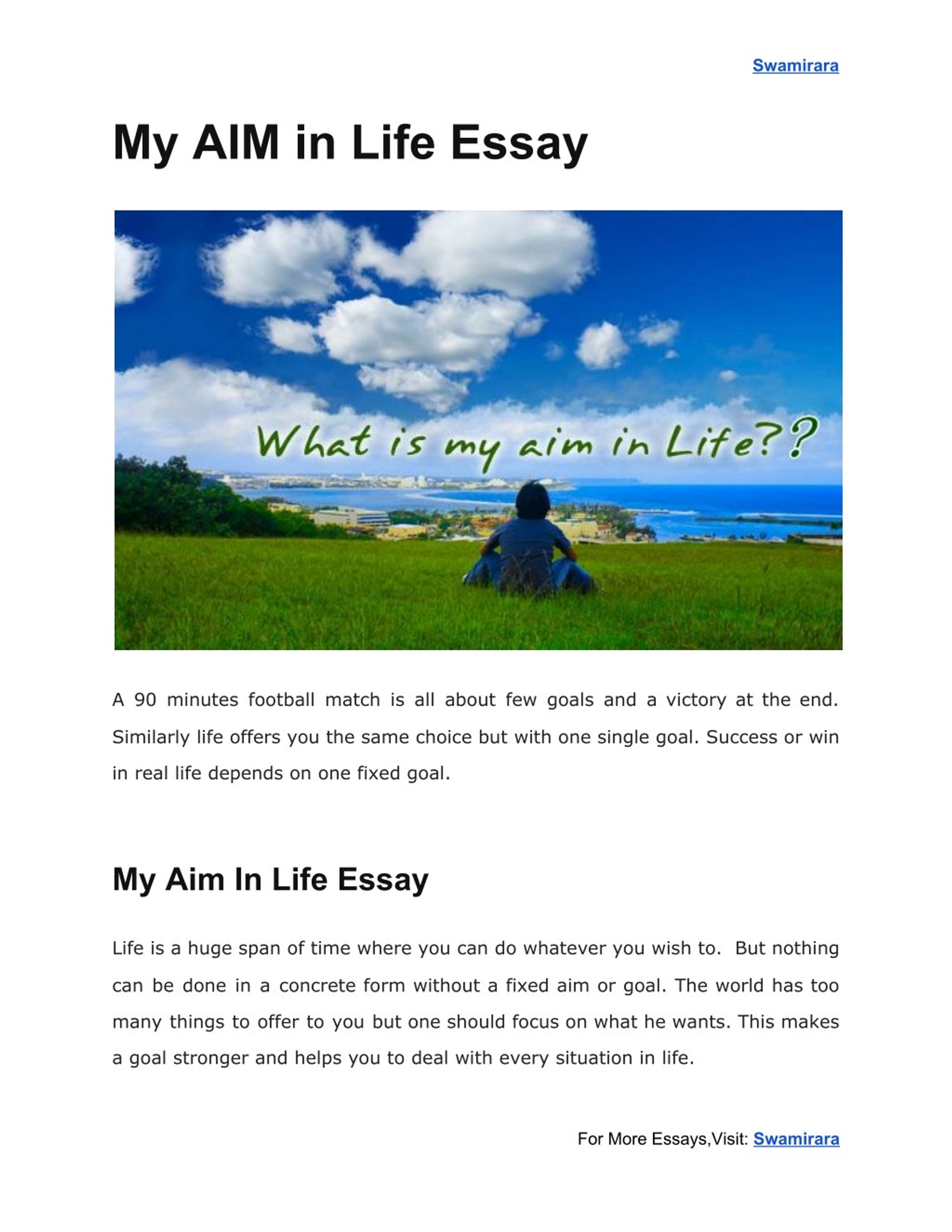 my aim in life essay short essay