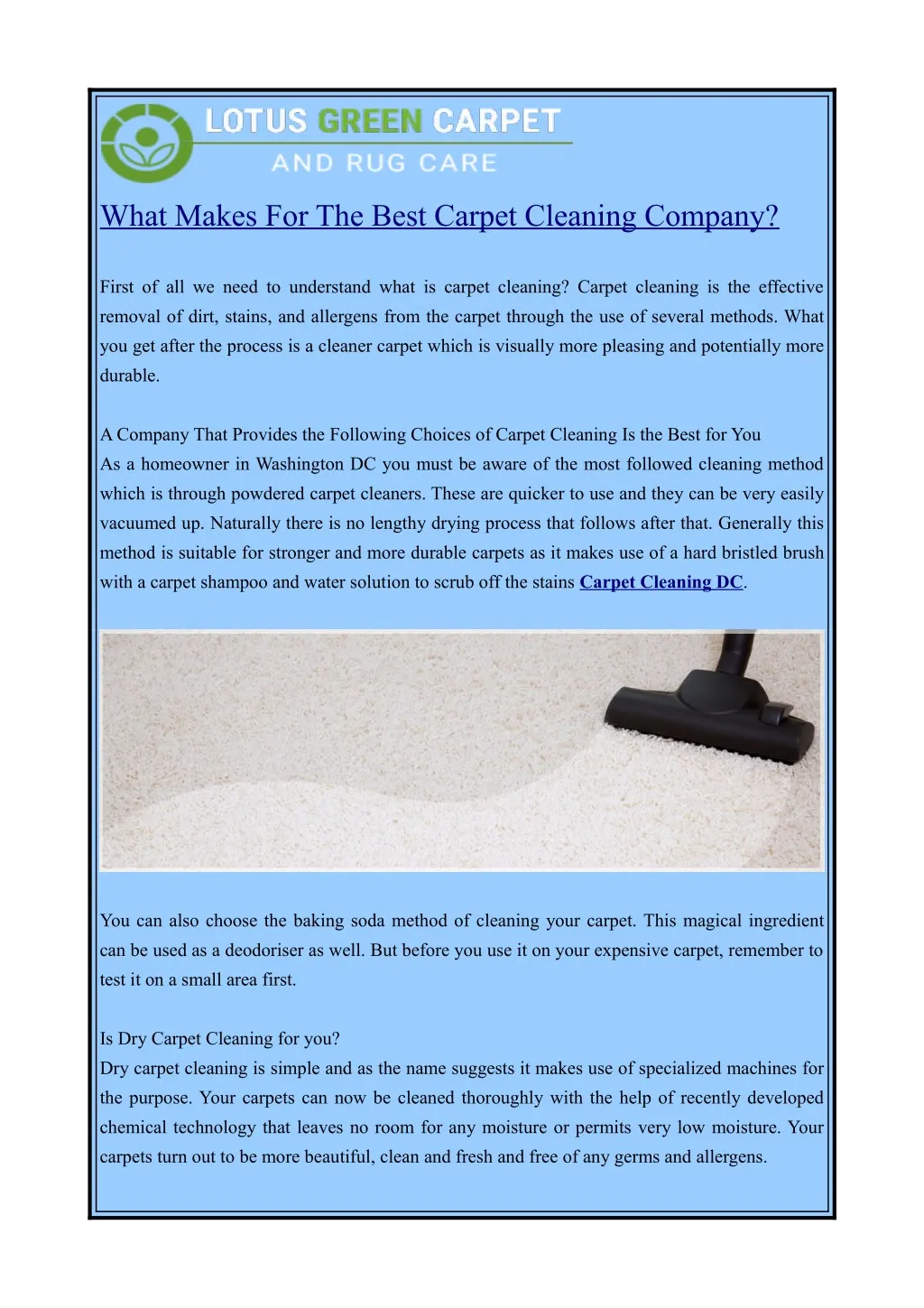 what makes for the best carpet cleaning company n.