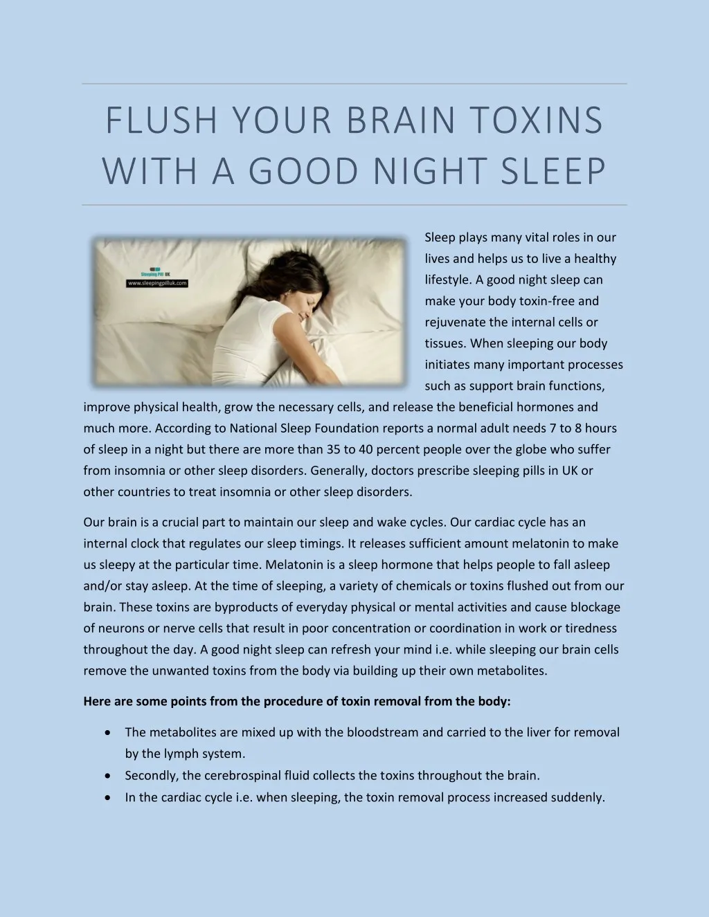 PPT - FLUSH YOUR BRAIN TOXINS WITH A GOOD NIGHT SLEEP PowerPoint ...