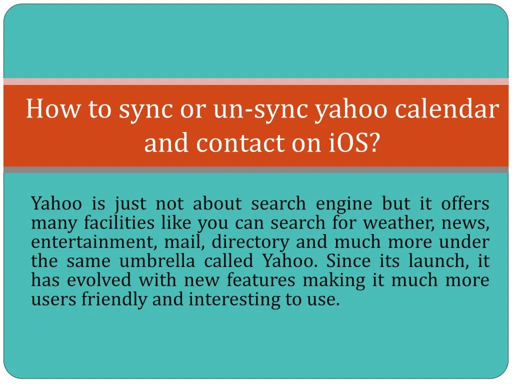 PPT How to sync or unsync yahoo calendar and contact on iOS