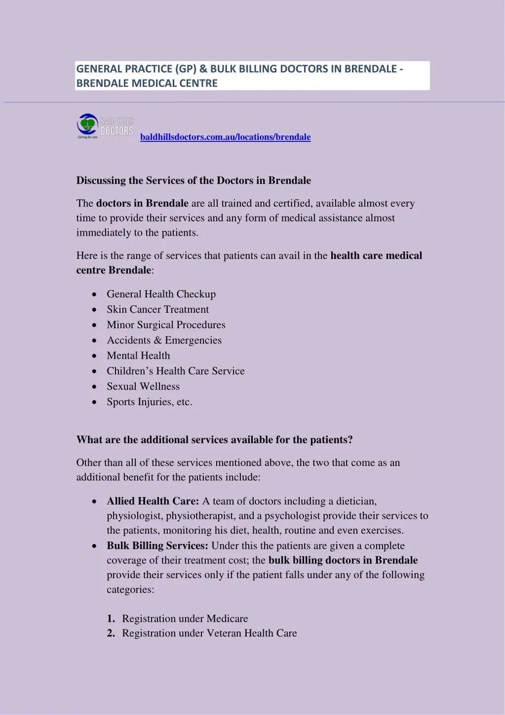 PPT GP Doctors & Medical Centre in Brendale with Bulk Billing Facility PowerPoint Presentation