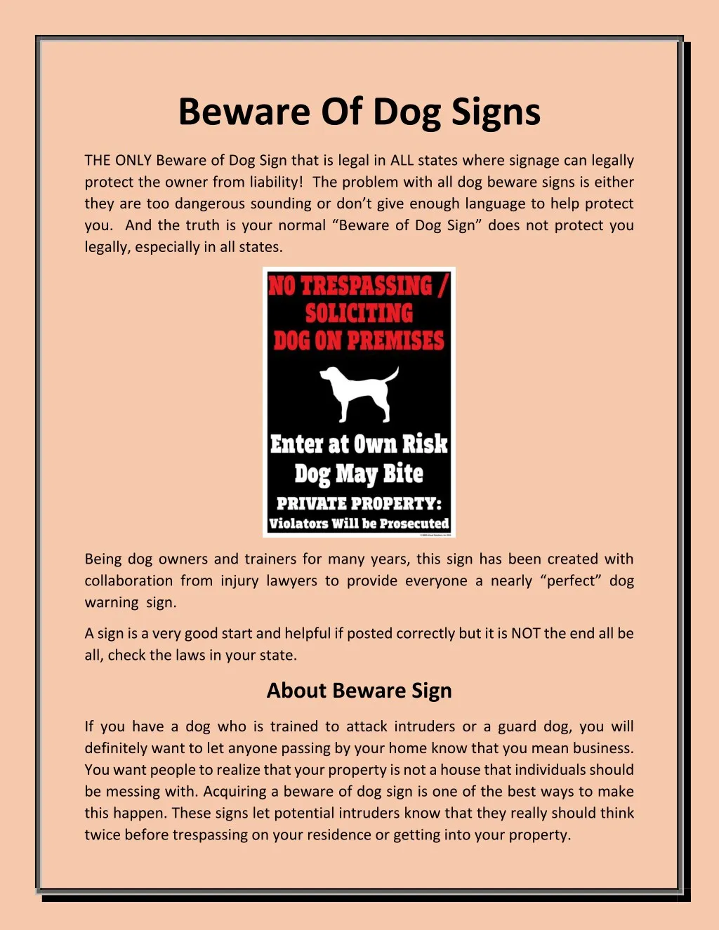 PPT - Beware Of Dog Signs PowerPoint Presentation, free download - ID