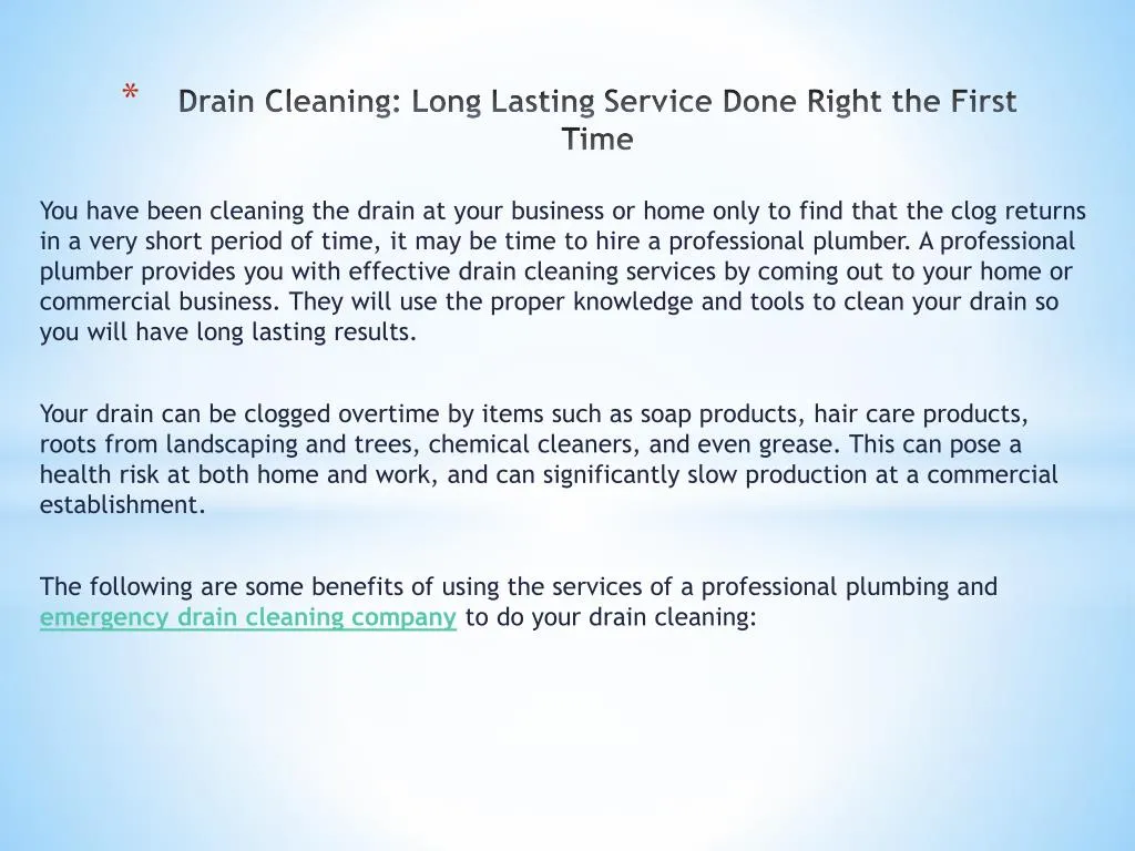 drain cleaning long lasting service done right the first time n.
