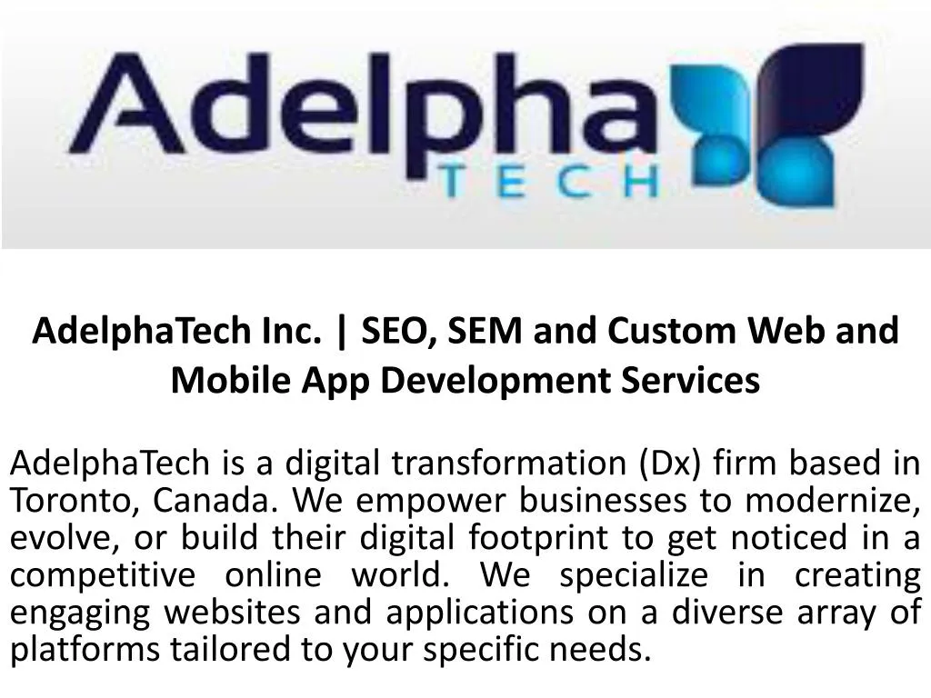 adelphatech inc seo sem and custom web and mobile app development services n.