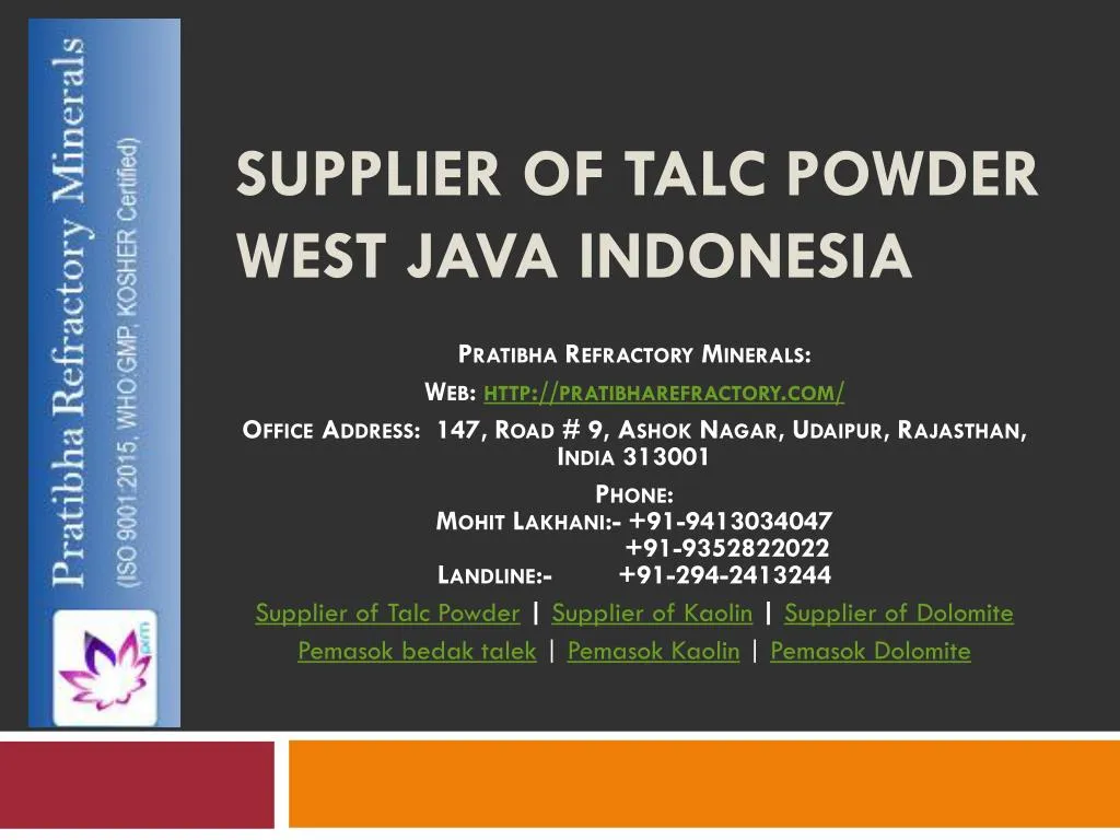 supplier of talc powder west java indonesia n.