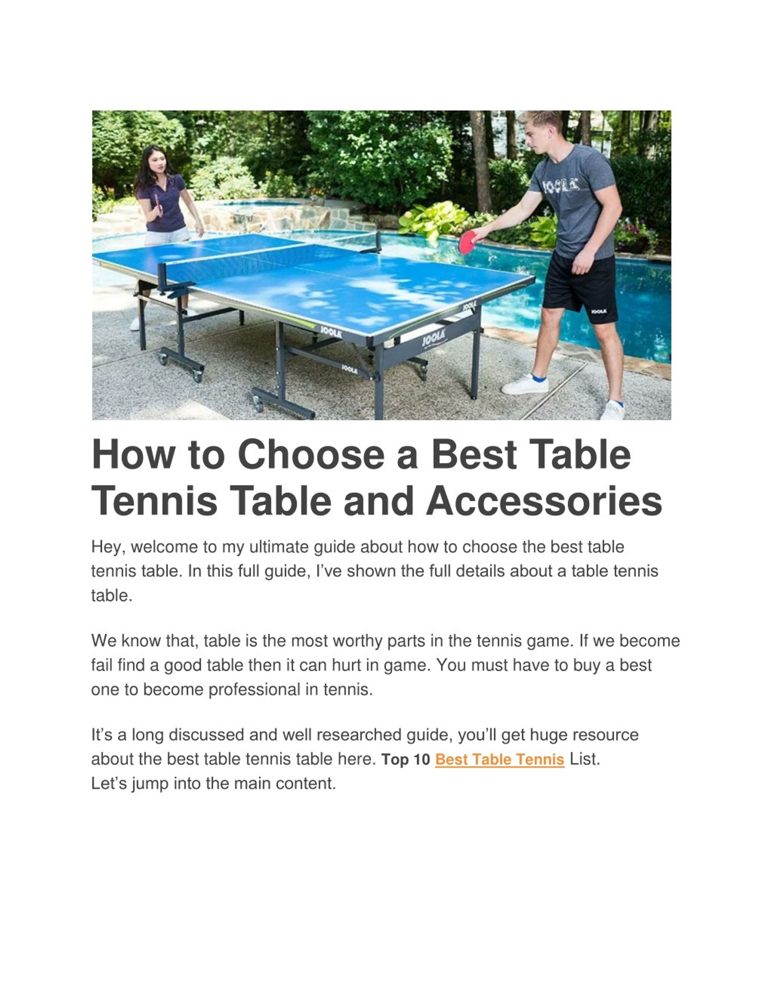 How to Choose a Table Tennis Table