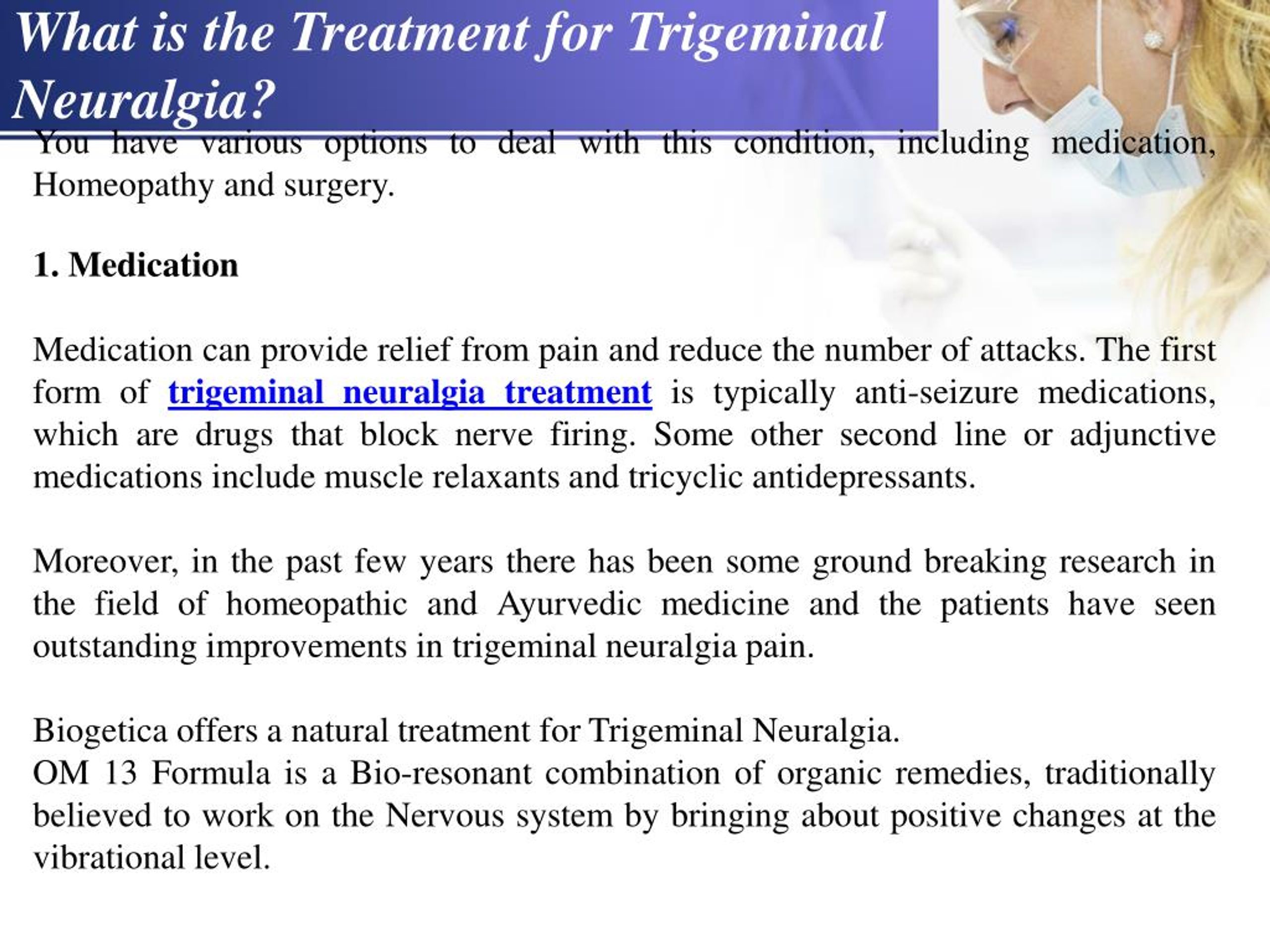 Ppt Trigeminal Neuralgia Causes Symptoms Prevention And Treatment Biogetica Powerpoint 3572