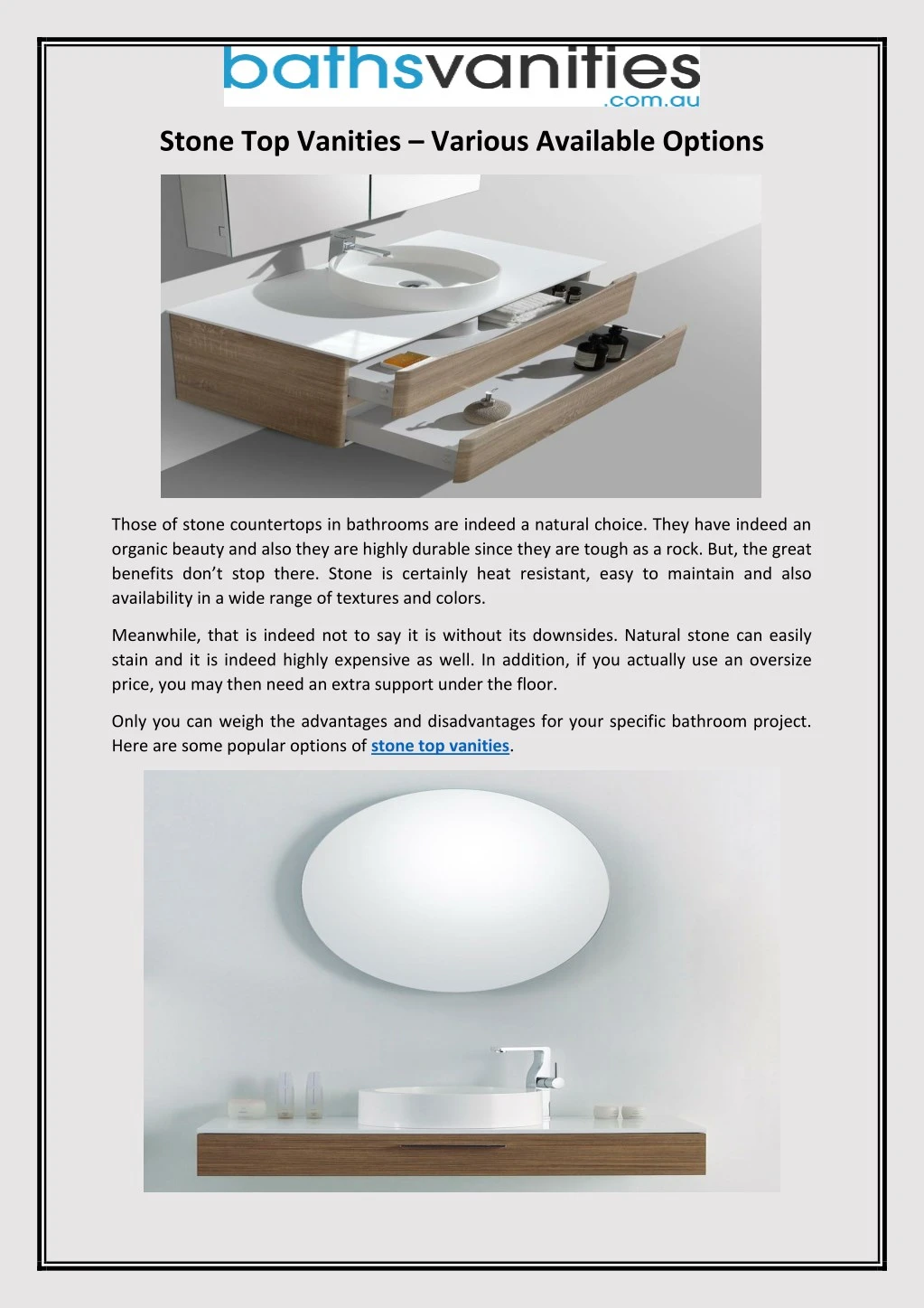 Ppt Stone Top Vanities Various Available Options Powerpoint