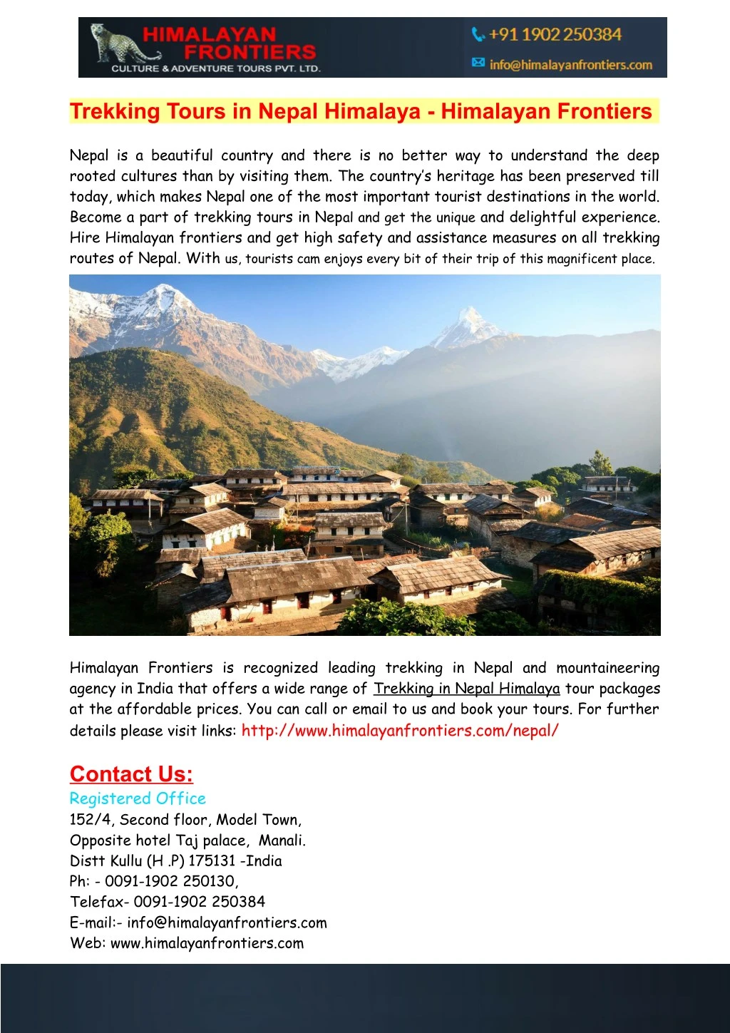 trekking tours in nepal himalaya himalayan n.
