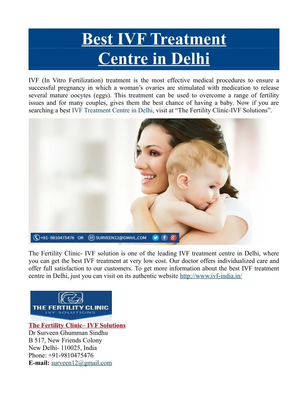 PPT - Best IVF Treatment Centre In Delhi PowerPoint Presentation, Free ...