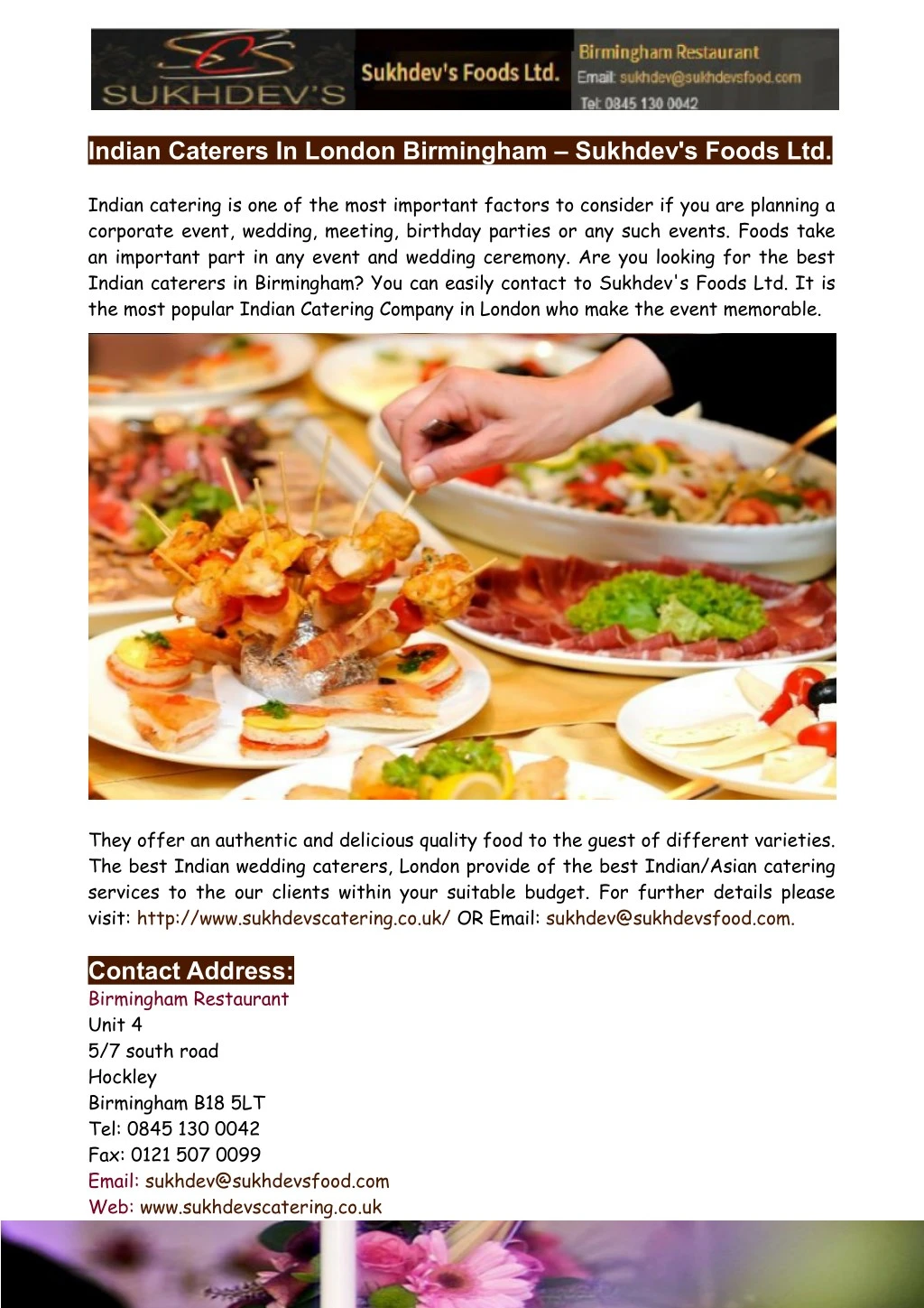 Ppt Asian Indian Caterers In London Birmingham Sukhdev S Foods