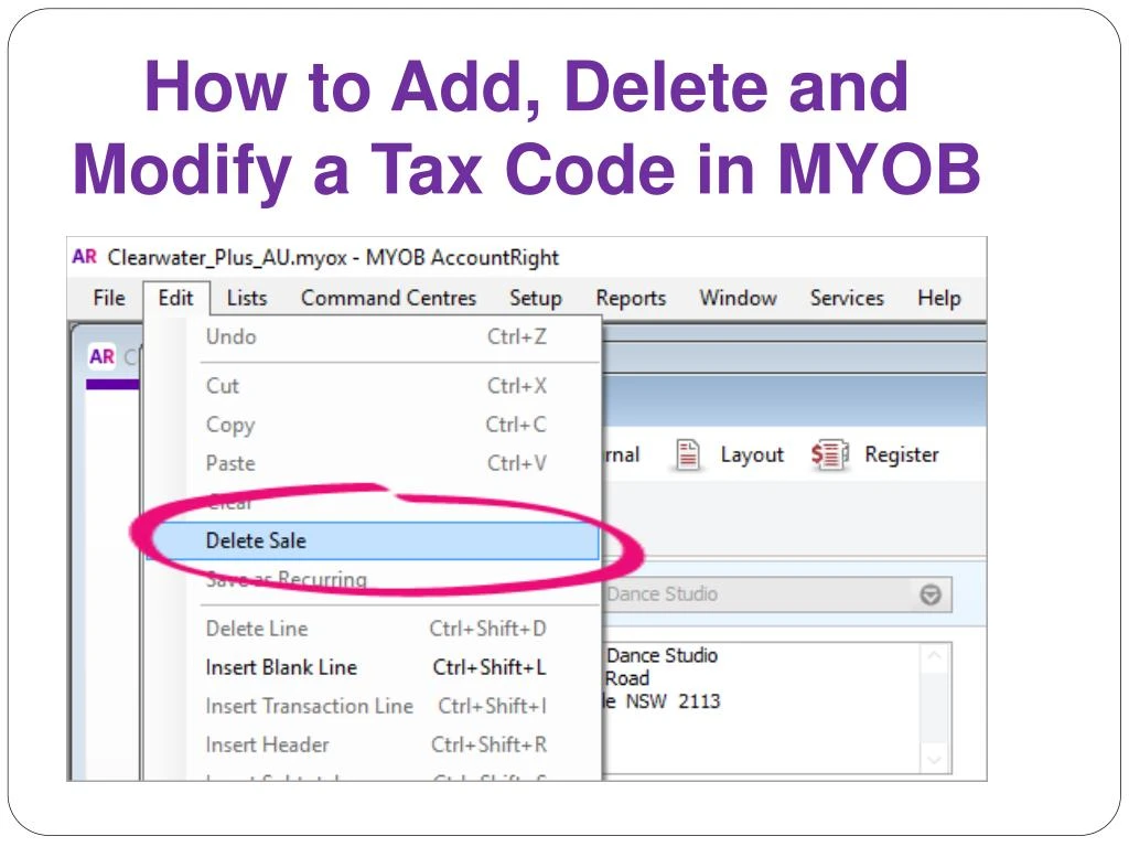 PPT How to add, delete and modify a tax code in MYOB? PowerPoint