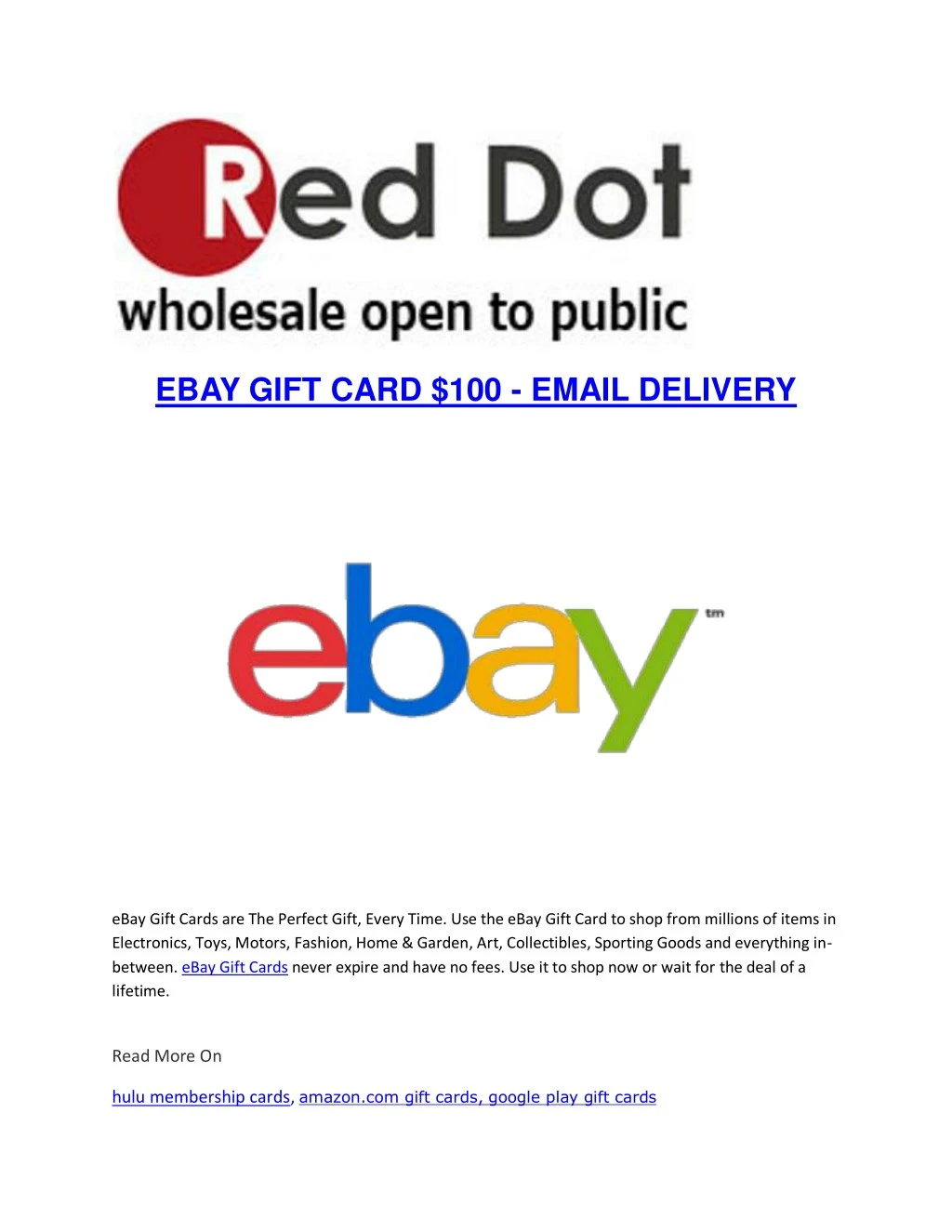 Ppt Ebay Gift Card 100 Email Delivery Powerpoint Presentation