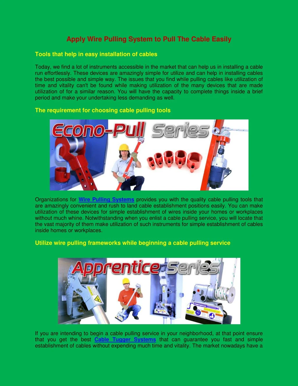 PPT Apply Wire Pulling System to Pull The Cable Easily PowerPoint