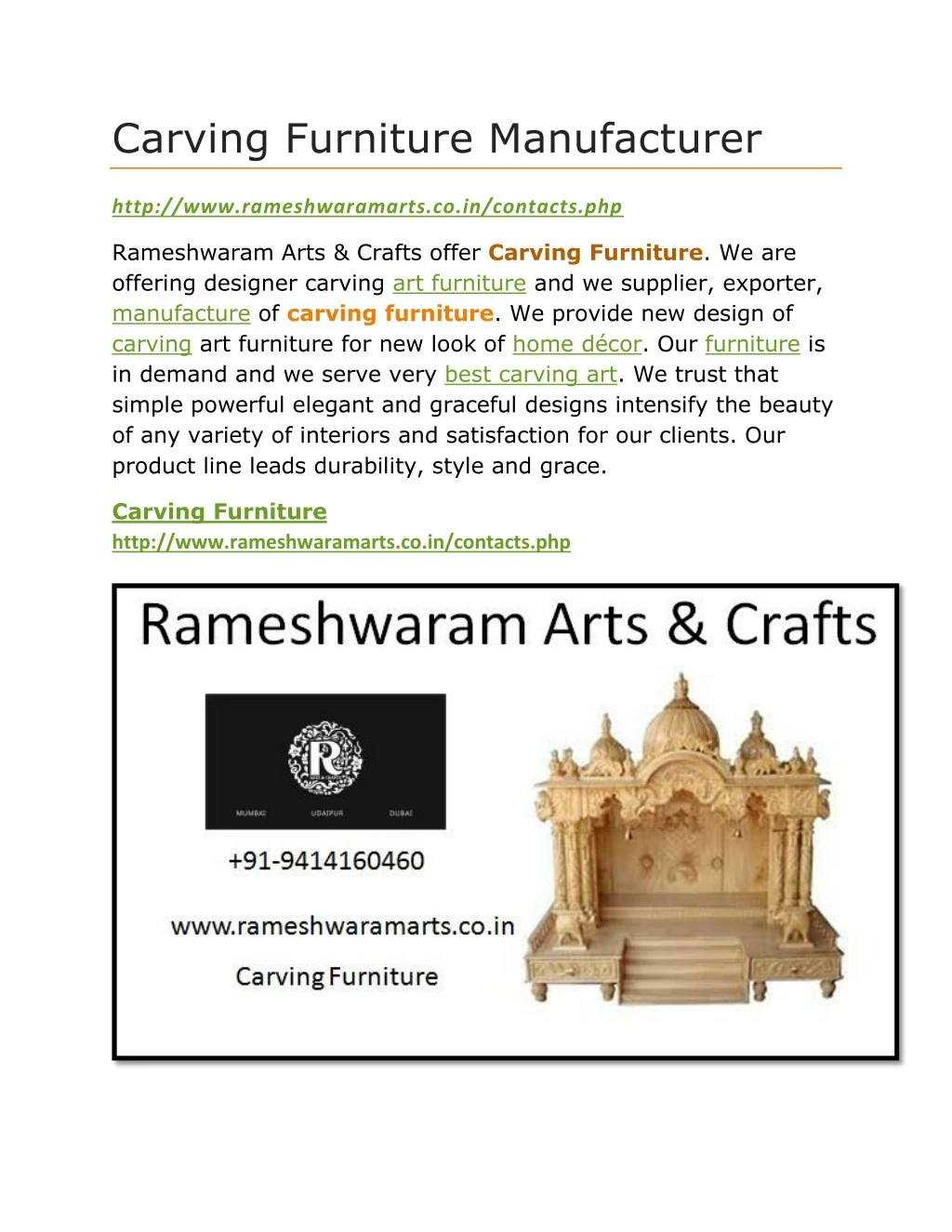 carving furniture manufacturer n.