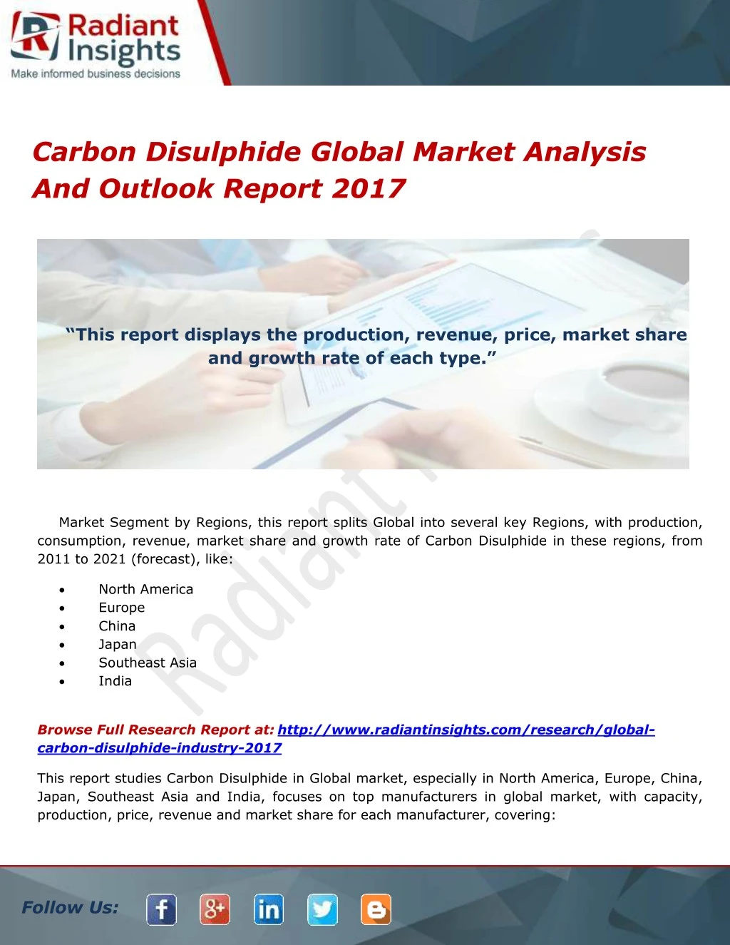 PPT - Carbon Disulphide Global Market Analysis And Outlook Report 2017 ...