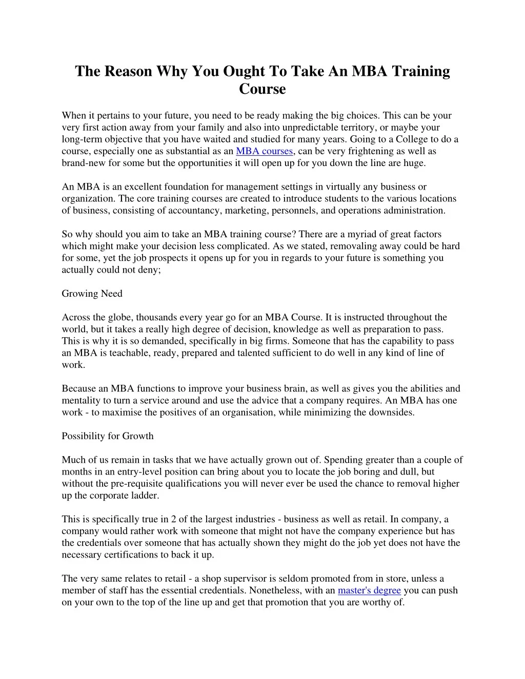 ppt why you ought to take an mba course powerpoint presentation jobs you can get with an mba