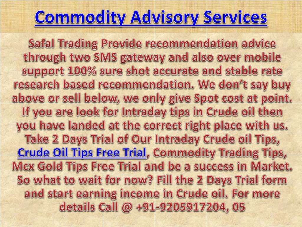 commodity advisory services n.