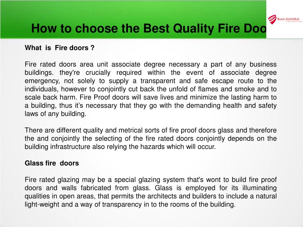 Ppt How To Choose The Best Quality Fire Door Powerpoint