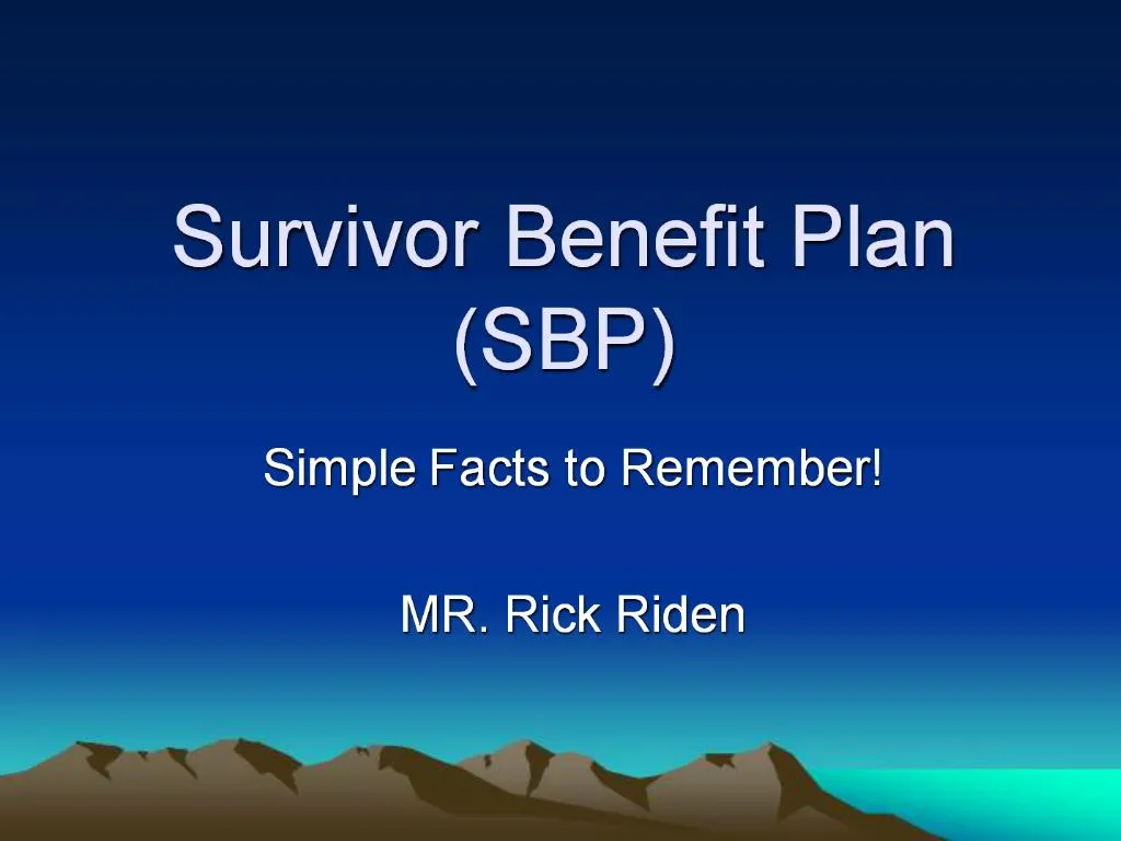 PPT - Survivor Benefit Plan SBP PowerPoint Presentation, Free Download ...