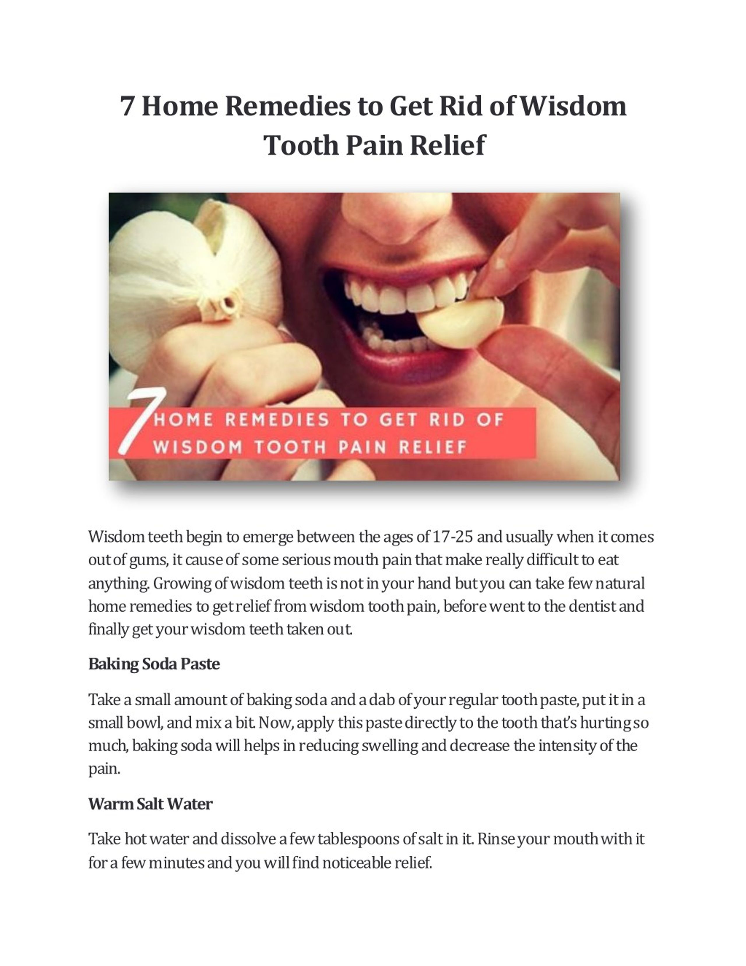 PPT 7 Home Remedies to Get Rid of Wisdom Tooth Pain