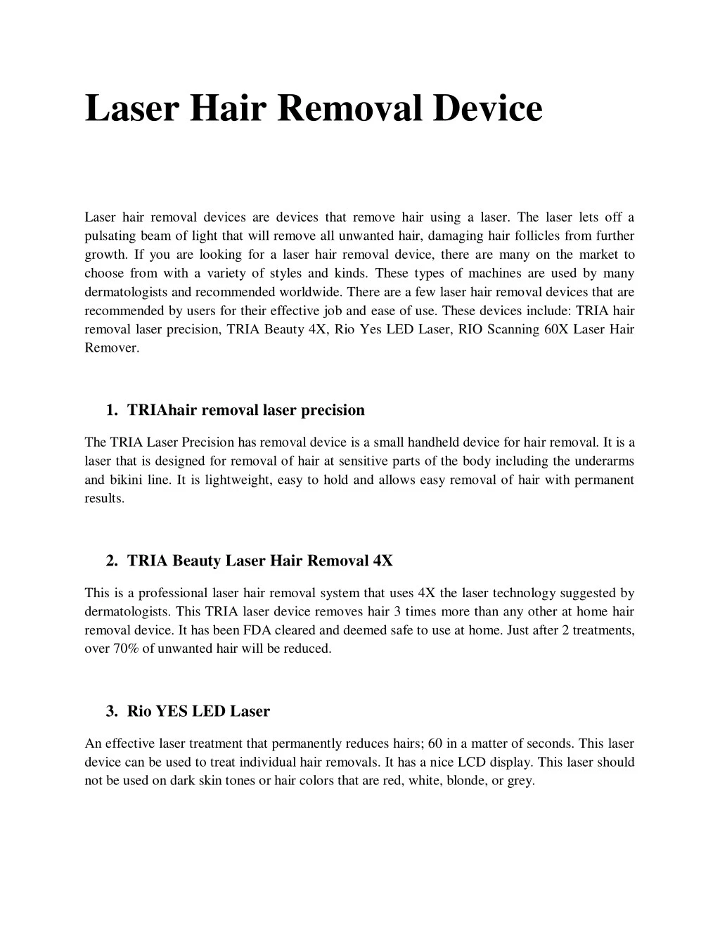 laser hair removal device n.