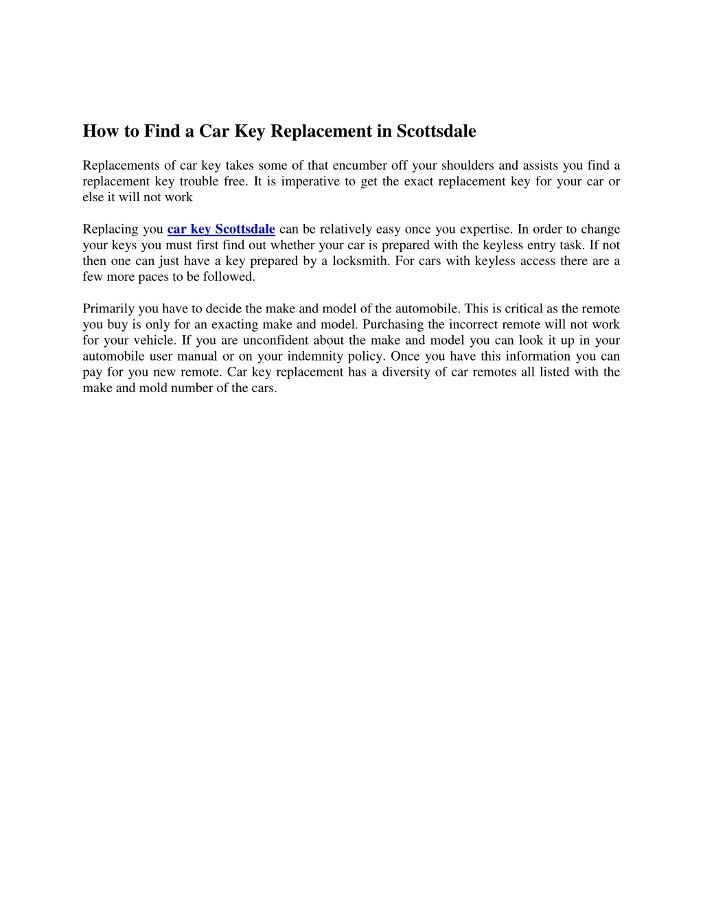 how to find a car key replacement in scottsdale n.
