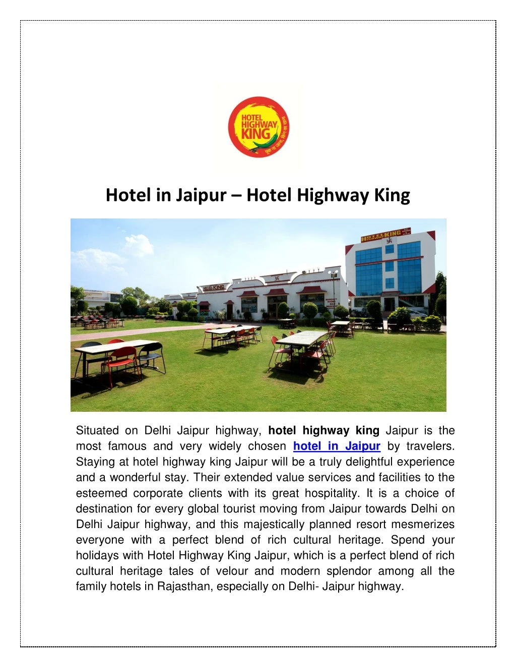 hotel in jaipur hotel highway king n.