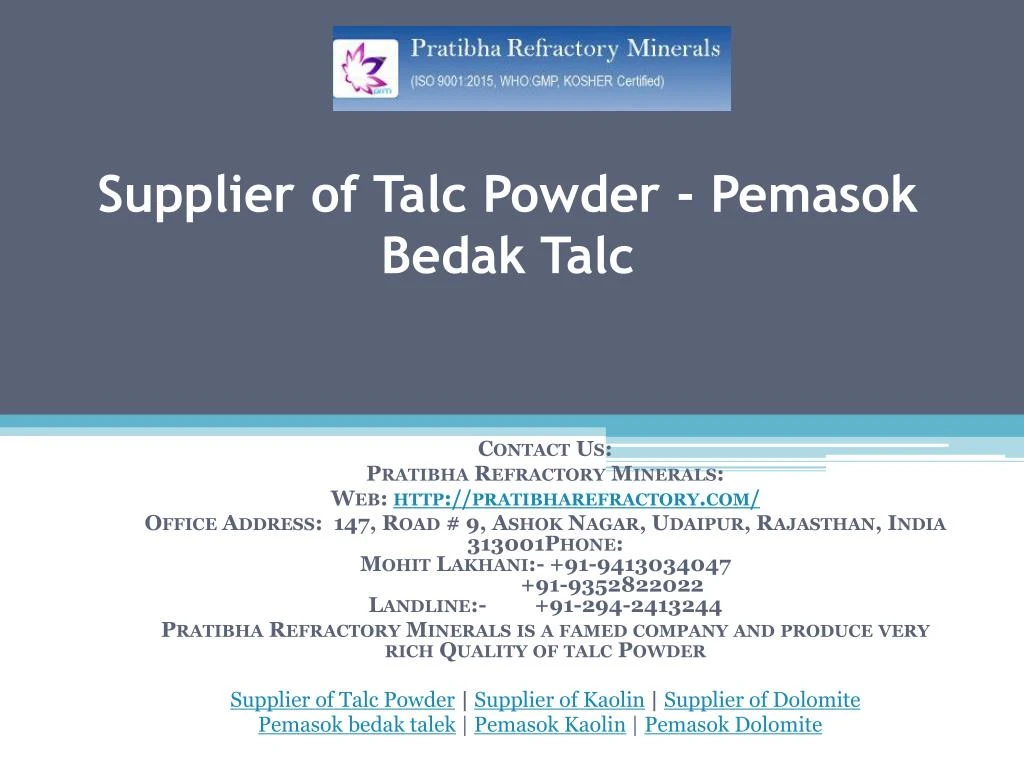 supplier of talc powder pemasok bedak talc n.