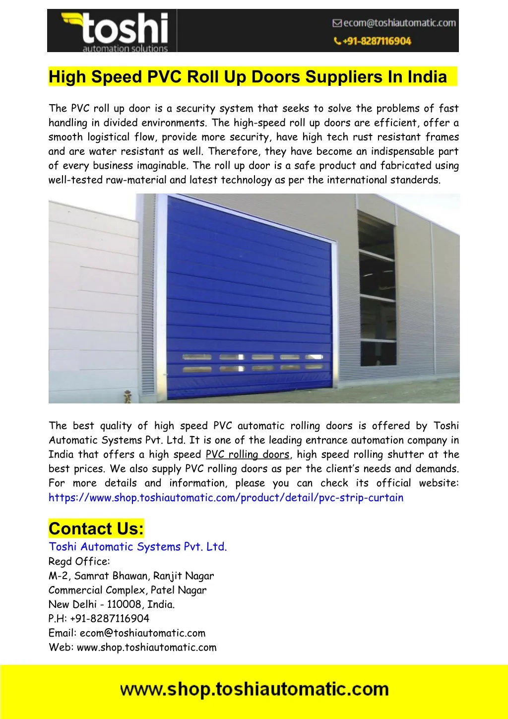 PPT - High Speed PVC Roll Up Doors India - Shop Toshi PowerPoint ...