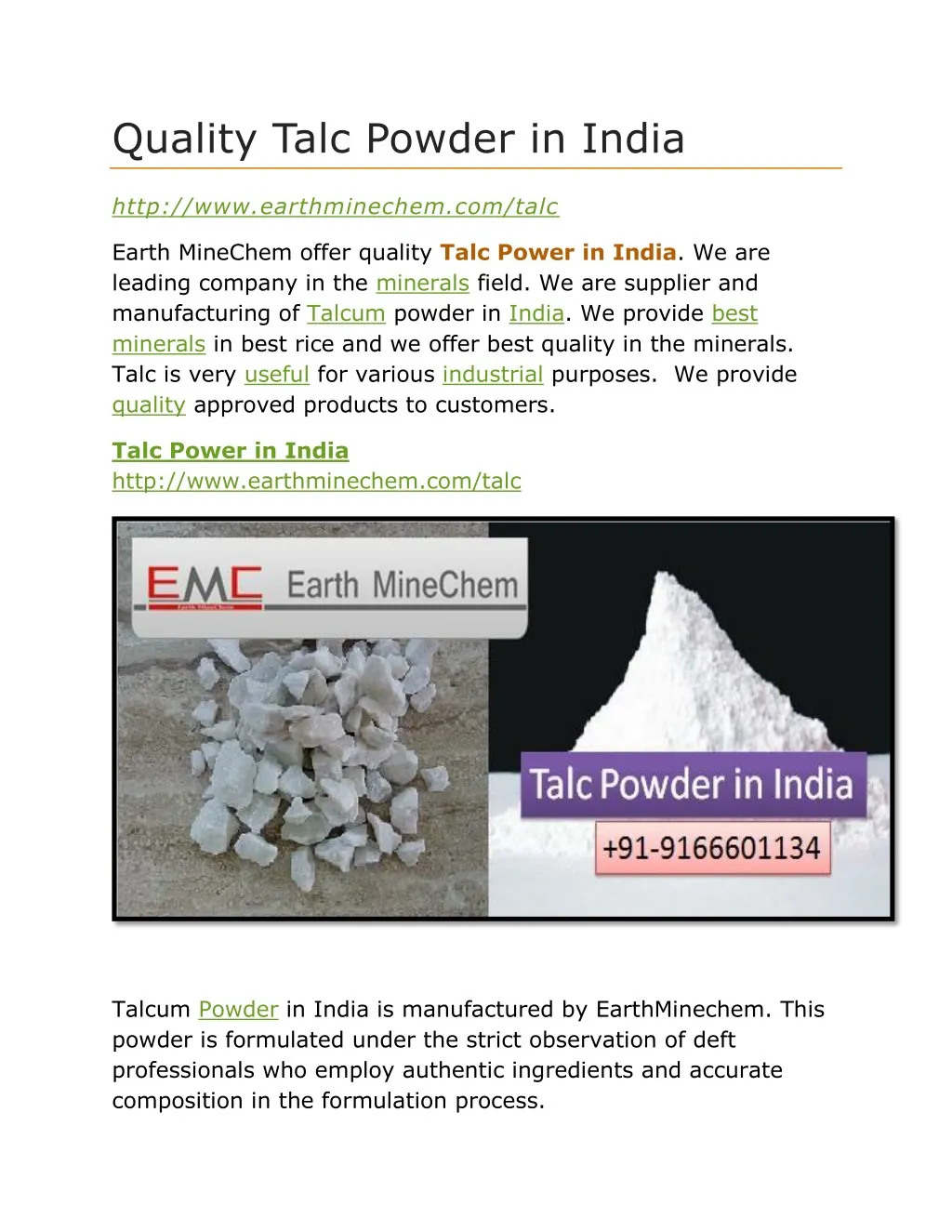 quality talc powder in india n.