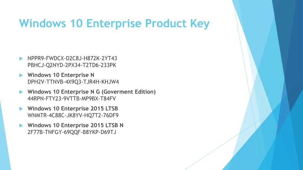 product key for win 10 enterprise