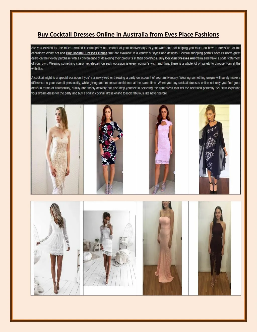 PPT Buy Cocktail Dresses Online in Australia from Eves Place Fashions