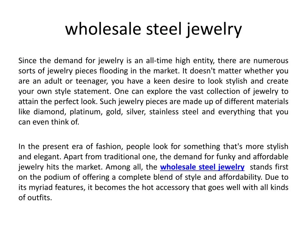 wholesale steel jewelry n.