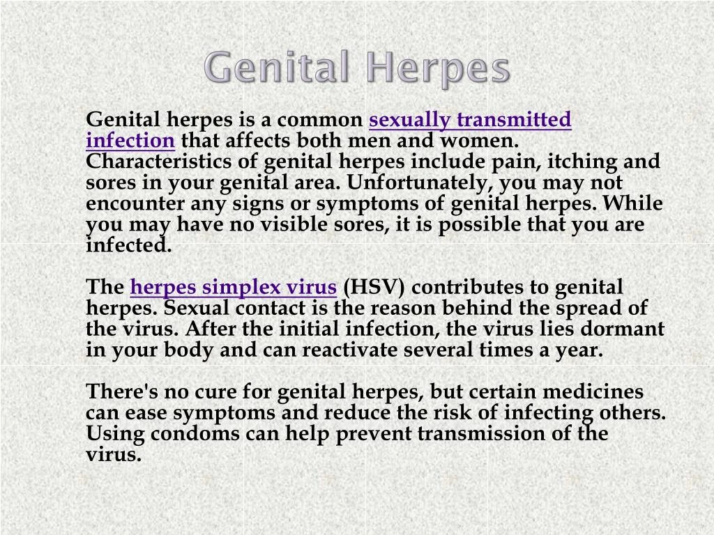 Ppt Genital Herpes Symptoms Causes Diagnosis And Treatment