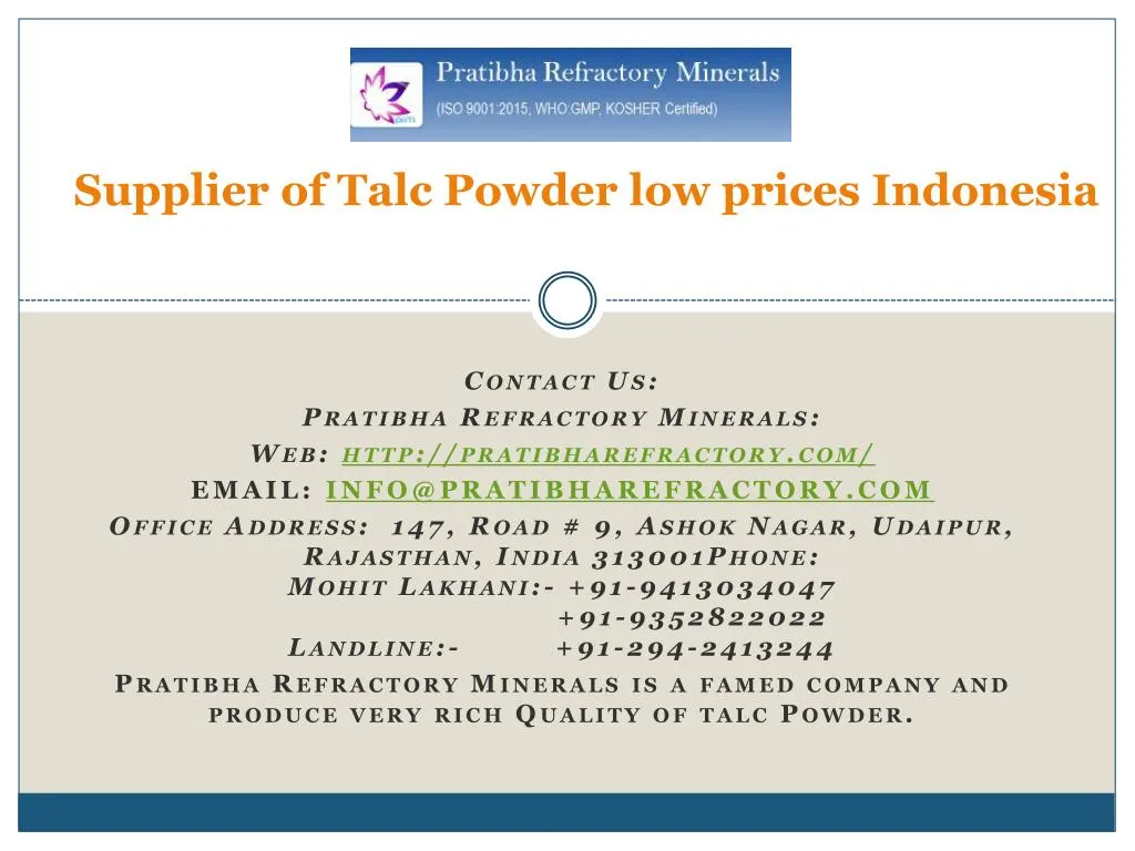supplier of talc powder low prices indonesia n.