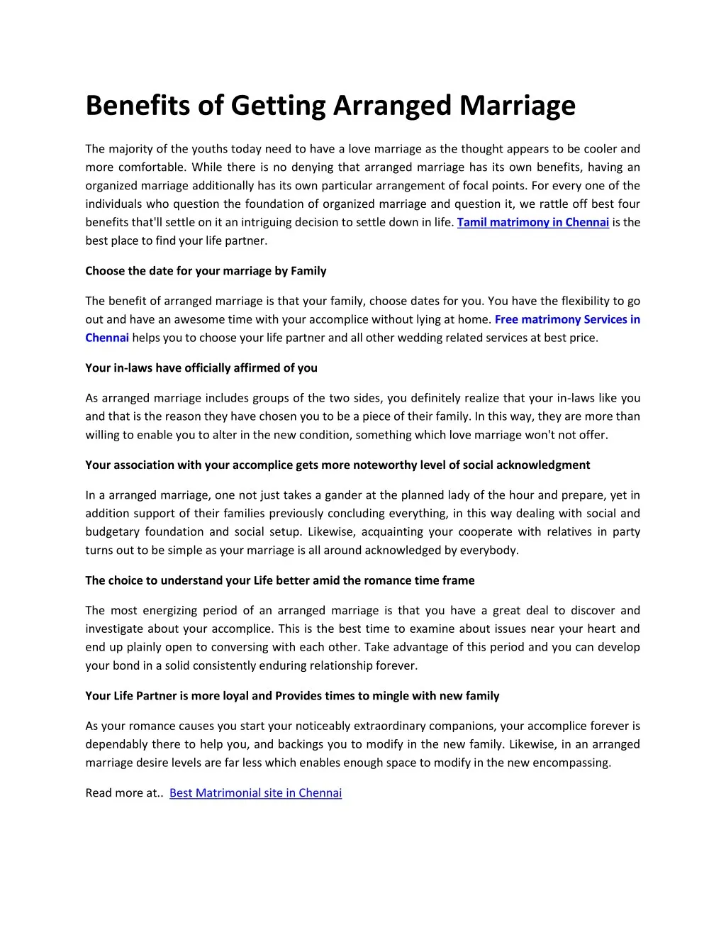 arranged marriage advantages