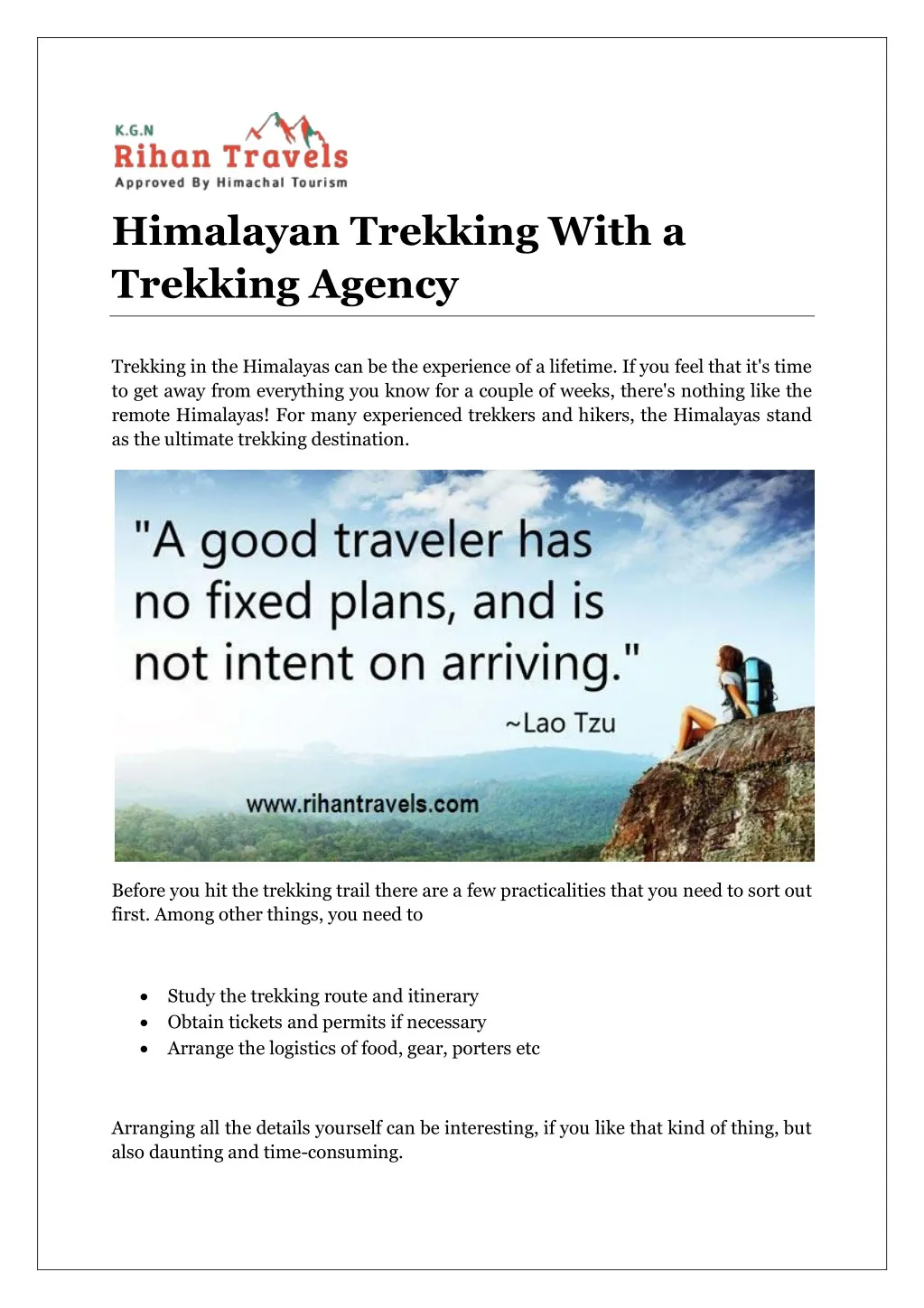 himalayan trekking with a trekking agency n.