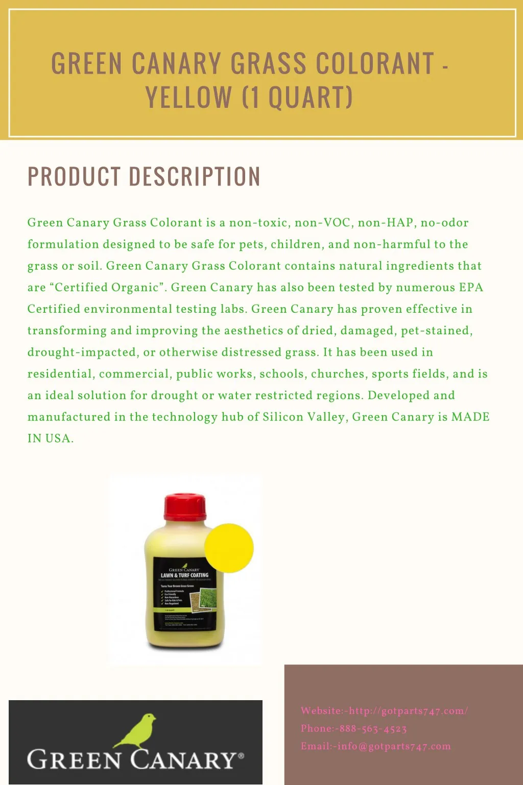 green canary grass colorant yellow 1 quart n.