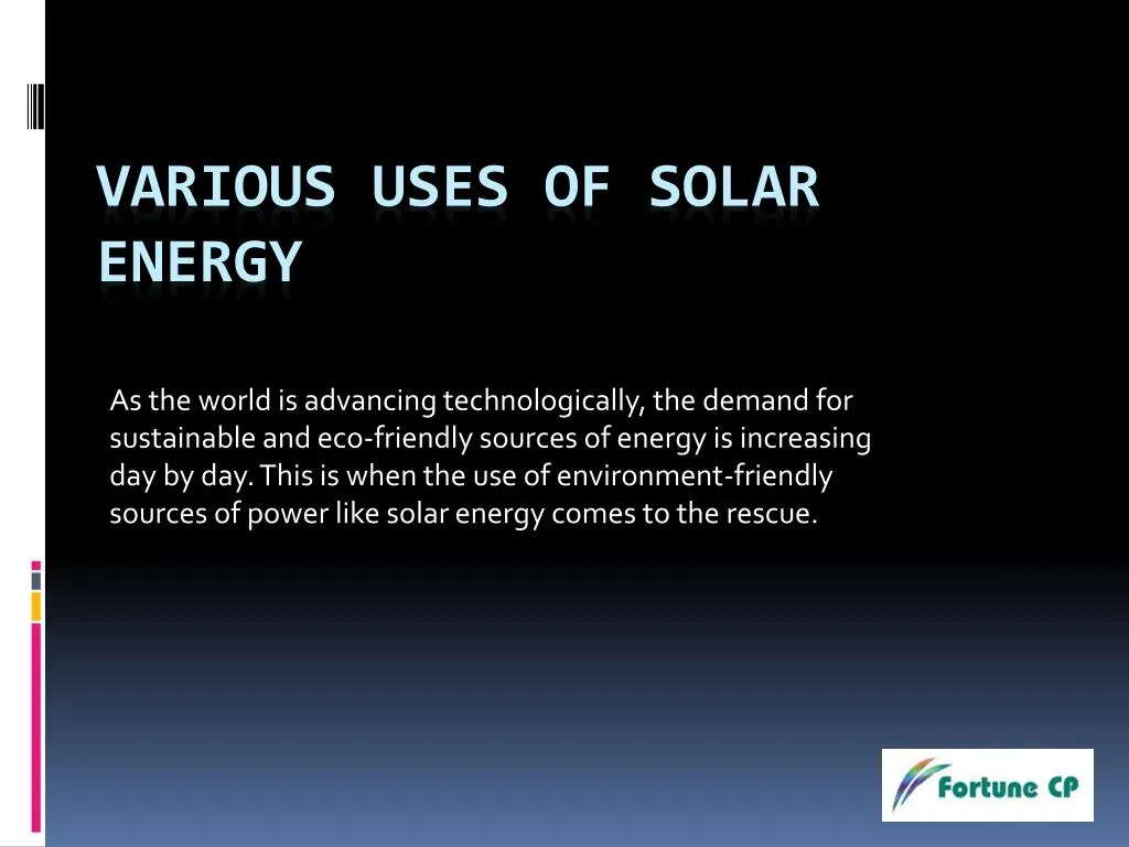 PPT - Various uses of solar energy PowerPoint Presentation, free ...