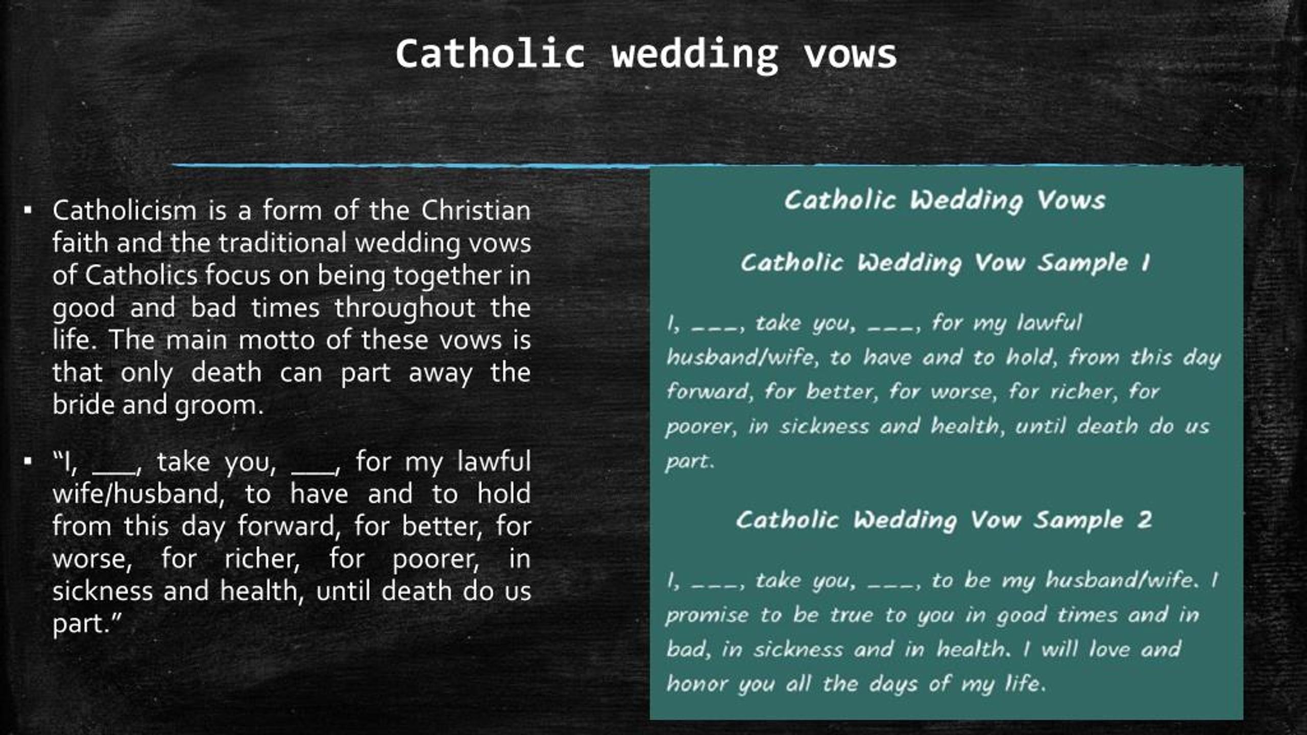 Catholic Wedding Vows Wedding Vows