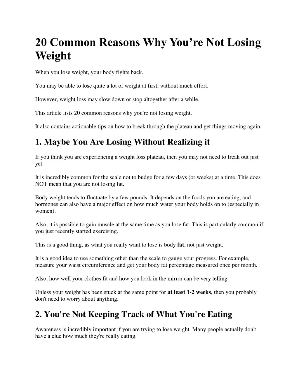 20 common reasons why you re not losing weight n.